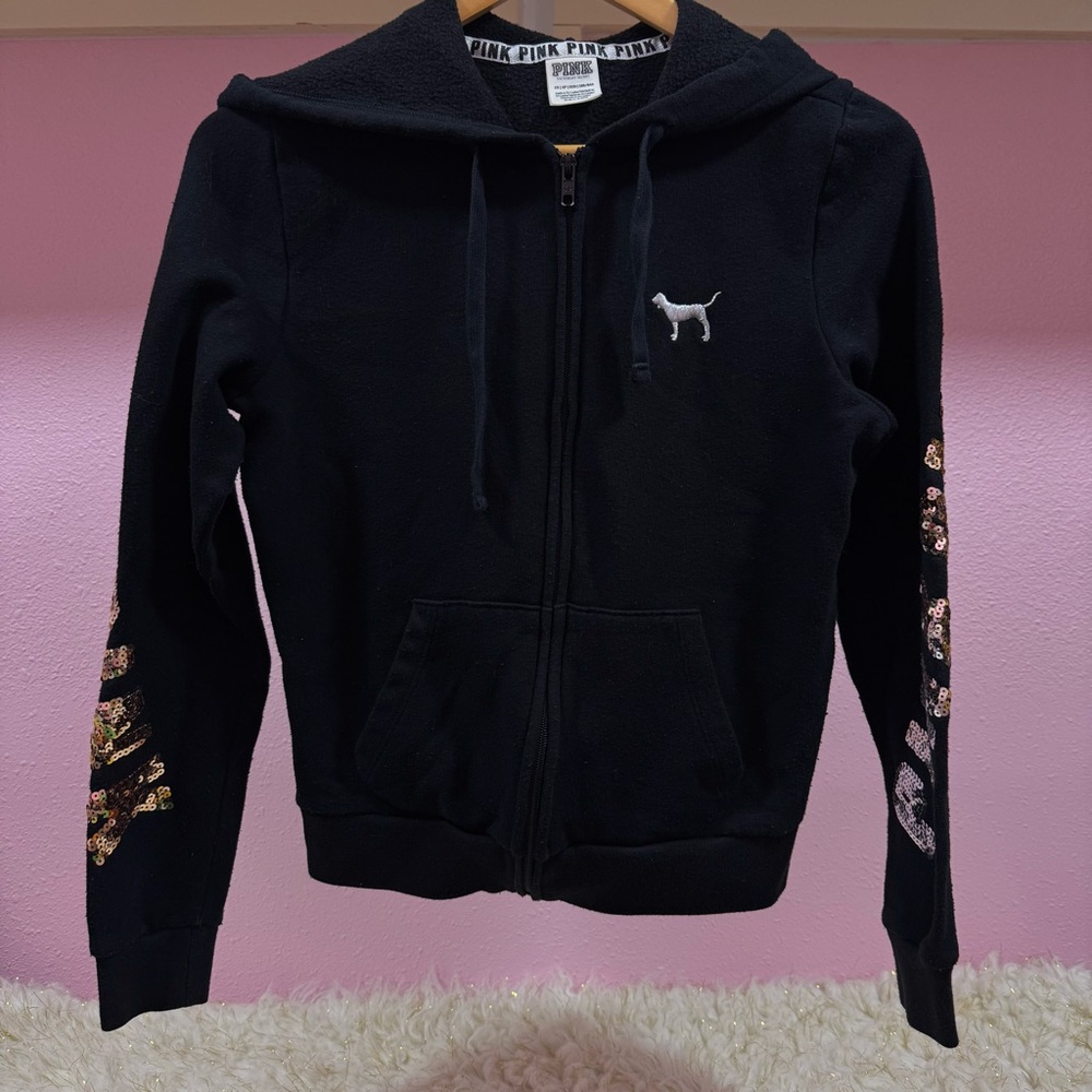 Victoria’s Secret PINK Black Hoodie with Sequins